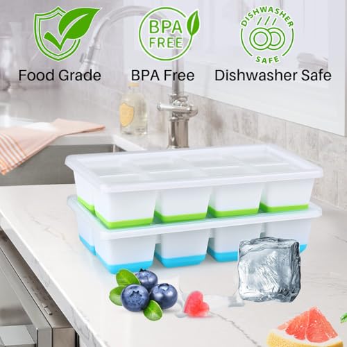 2 Pezzi Grande Ghiaccio Stampo, Furnsii XXL Stampo Cubetti Ghiaccio Silicone Con Coperchio, Senza BPA - Per Whisky, Cocktail, Cioccolato, Alimenti Per Bambini (nero) - immagine 5