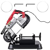 VEVOR Portable Band Saw, 110V Removable Alloy Steel Base Corded Band Saw, 5 Inch Cutting Capacity Hand held Band Saw,Variable Speed Portable Bandsaw, 10Amp Motor Deep Cut Band saw for Metal Wood