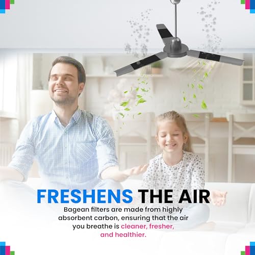 Image of Ceiling Fan Filters for Blades - Coconut Shell Activated Carbon Unscented Dust Catcher Ceiling Fan Filter - Easy Peel & Stick on Fans - Blade Air Purifier Pads Absorbs Odor & Freshens the Air (10-Pcs)