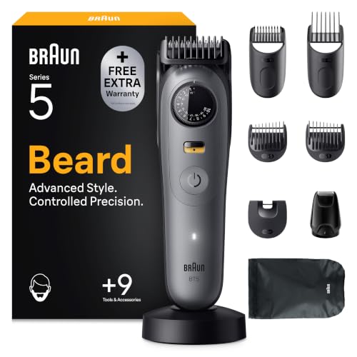 Braun Barttrimmer Series 5, Kabelloser Bartschneider Herren, BT5565, Grau – Ansicht 1