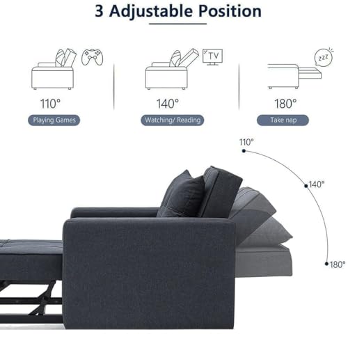 Image of FURNY Tressa 1 Seater Leatherette Pull-Out Sofa Cum Bed (Black) Premium Finish Sectional Sofa | Comfortable & Durable | Ideal for Living Room