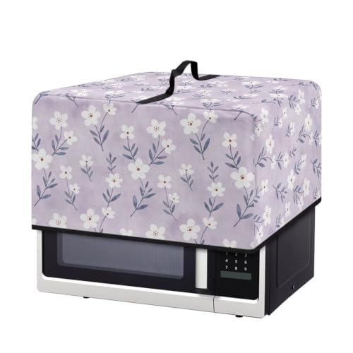 Image of Microwave Oven Cover Small Appliance Dust Cover Protective Toaster Oven Protector for Kitchen Countertop Decor and Accessories, L, Floral Violet