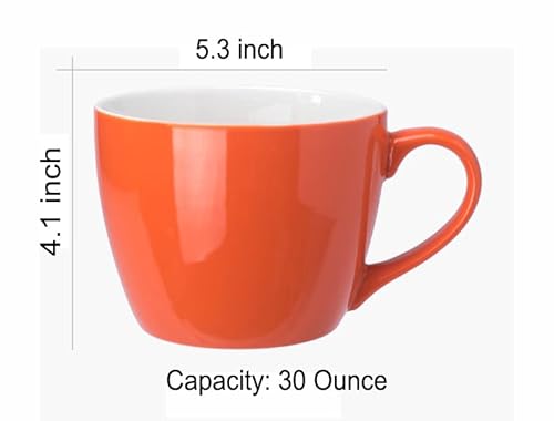 Mecowon 30 Oz Porcelain Coffee Mugs, Set Of 2 Large Mugs For Soup, Cereal And Salad (Orange) #TOP1