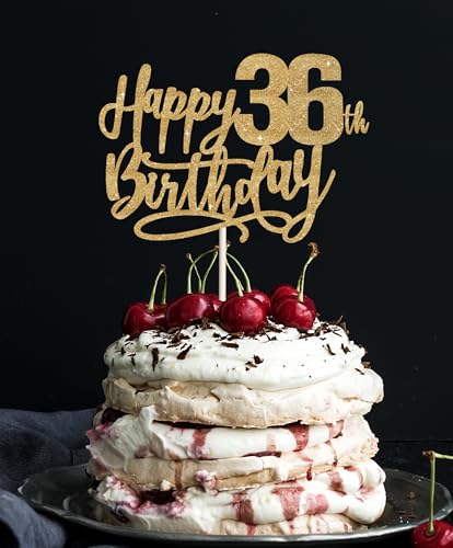36 décorateurs gâteau 36e anniversaire paillettes or