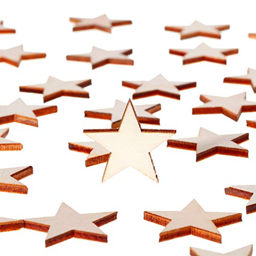 500 Pieces Wooden Star Shape Unfinished Wood Star Pieces, Blank Wood Pieces Wooden Star For Craft Flag Project And Decoration (1 Inch) #TOP5