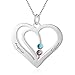 Produktbild Grand Made Personalisierte Promise Herz Halskette mit 2 simulierten Birthstone Beziehungs Halskette für Ehepaar Benutzerdefinierten Namen Halskette Kette geburtsstein Valentines Day Schmuck für Damen