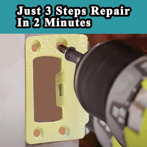 2-1/4\" by 1-3/4\" Door Latch Restorer Strike Plate for Doors, 2 PCS Door Lock Hardware with Foul 1\" Long Screws, Satin Nickel (Antique Brass)