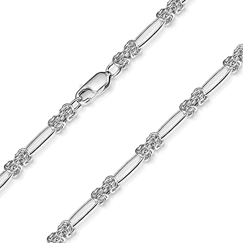 Materia, collana a maglia bizantina, 3,5 mm, in argento Sterling 925 rodiato, con scatola per collier #K82 Materia, collana a maglia bizantina, 3,5 mm, in argento Sterling 925 rodiato, con scatola per collier #K82
