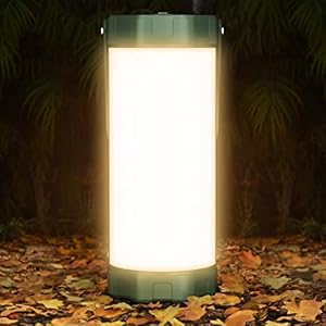 Glocusent Survival Camping lantaarn, 106LED met 5 helderheid, tot 1200 lm, 3 modi & SOS, oplaadbaar voor 120 uur, IP68 waterdicht, klein en licht, noodlicht voor verduistering, wandelen (groen)