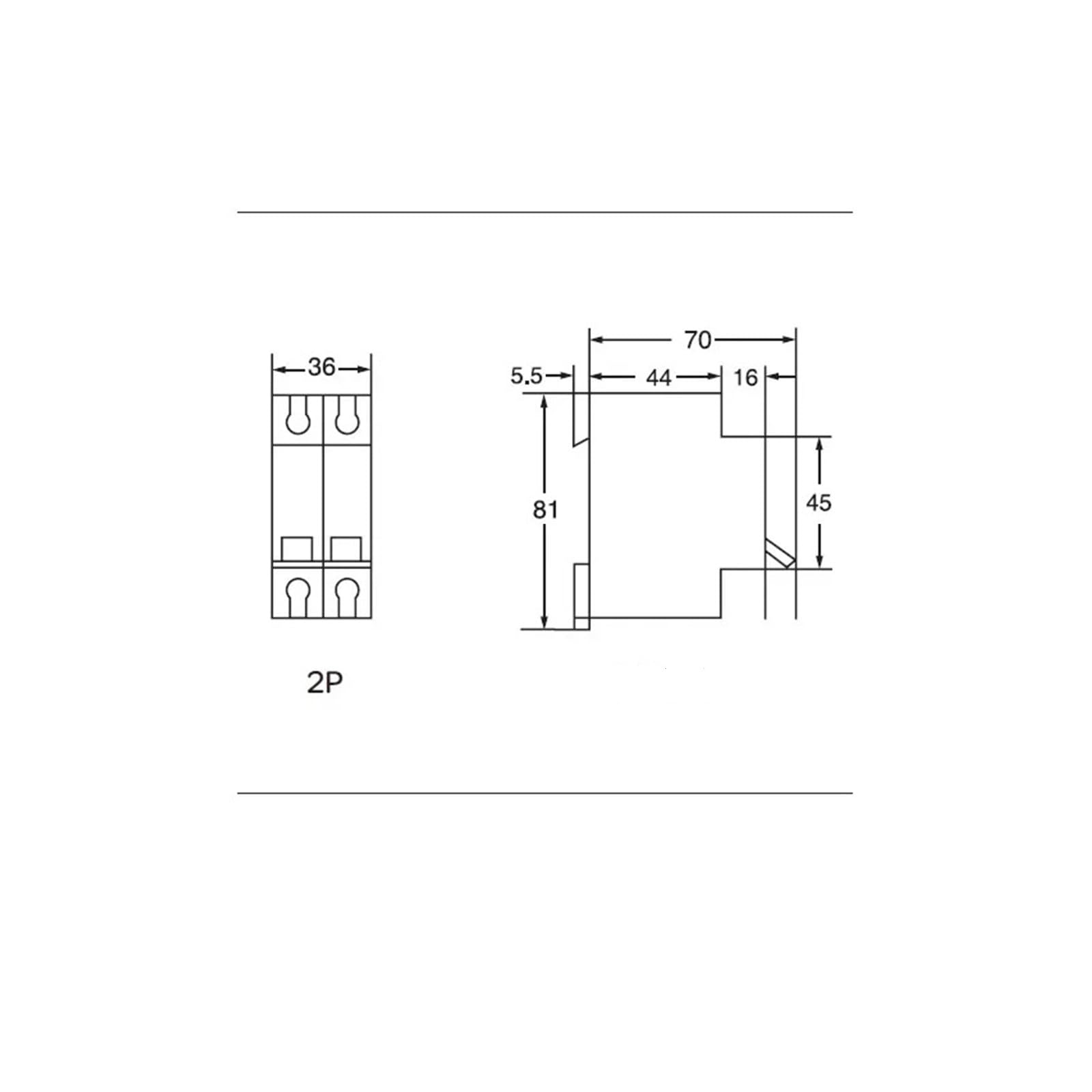Interruttore Automatico Tipo D 2P 10A 16A 20A 25A 32A (1-63A) Interruttore Magnetotermico 400VAC 50HZ 6KA(25A)