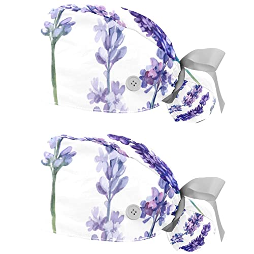 Chapeaux de travail respirants à motif fleur de lavande pour hommes et femmes | Lot de 2