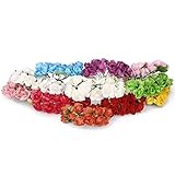 U-M Mini-Papierrosen, Set mit 144 Stück, künstliche Rosenblüten, 1,5 cm, für Hochzeit, Party, Zuhause, Garten, Dekoration, Handwerk, DIY, blaue kleine Rosen, kreative und exquisite Verarbeitung