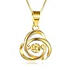 18k Gold Love Knot Necklace for Women, Real Gold Box Chain with Pendant, Fine Anniversary Jewelry for Wife, Birthday…