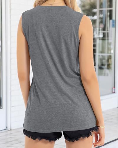 Image of Womens Tank Tops Summer Casual Sleeveless Top Loose Fit Basic Tunic Shirts