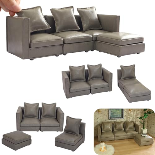 iLAND Dollhouse Miniature Gray Sofa Set