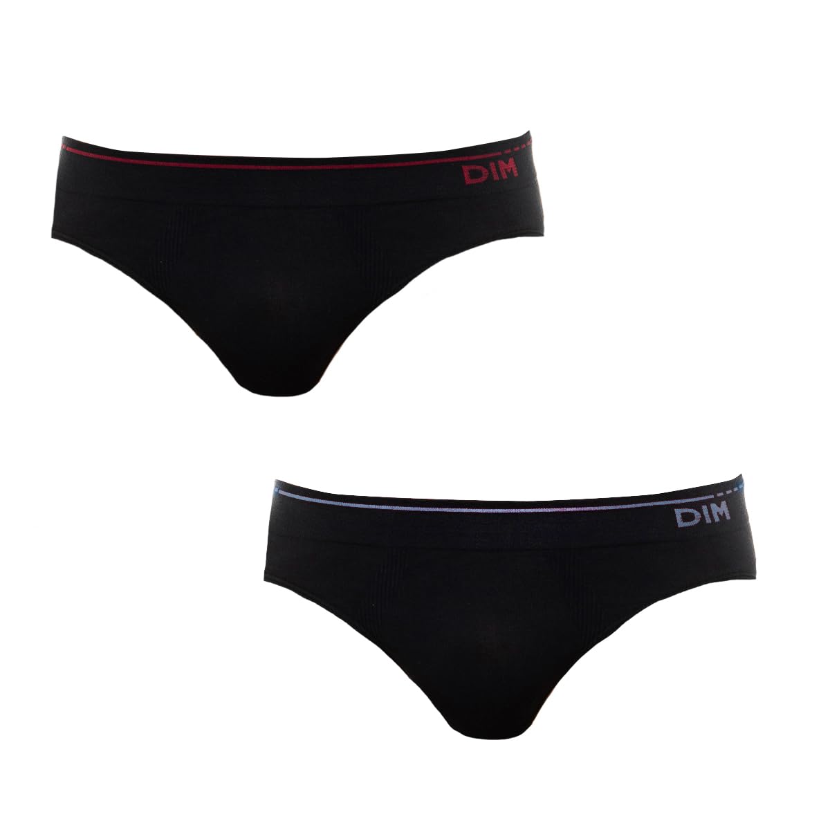 DIM Men's Seamless Cotton x2 Brief, Black Ct Blue/Black Ct Red, M