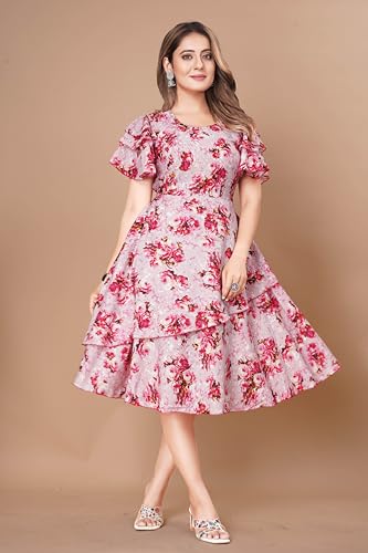Image of Women Floral Print Sleeve Layred Dress