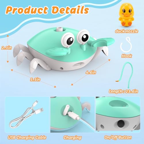 Image of Water Table Pump, 5400mAh Rechargeable Crab Water Pump for Water Table with 3 Modes Sprinkler, 8 Hours Non-Stop Fun Summer Outdoor Water Toys Outside Water Play Table Accessories for Kids Toddlers