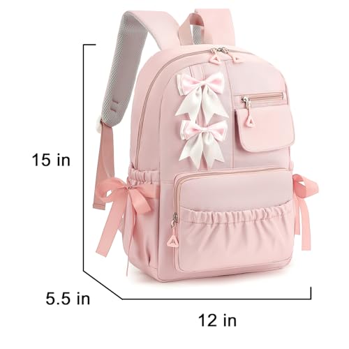 Image of Kids School Backpack for Girls Cute Kawaii Bookbag with Bows for Kindergarten Elementary