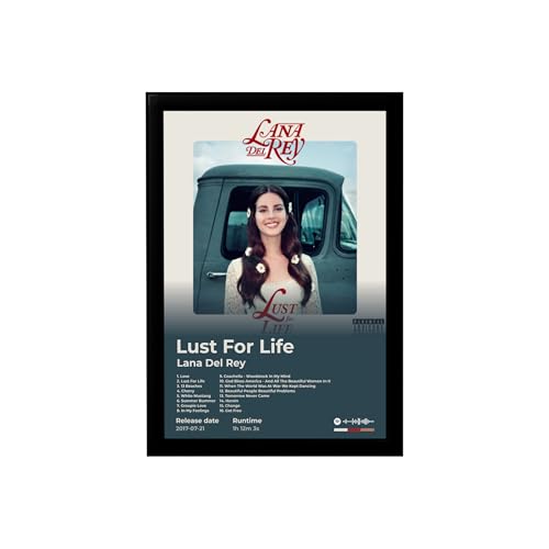 Image of BLINKART LanaDelRay- Lust For Life Wall Photo Frames | Wall Art for Bedroom, Living Room, Studio or Office | Album Cover Print with Spotify Song Link QR Code | Gift for Fans - 8x12 In