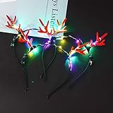 Werhonton Light Up Antlers Headband LED Christmas Headbands Luminous Headdress Festival Hair...
