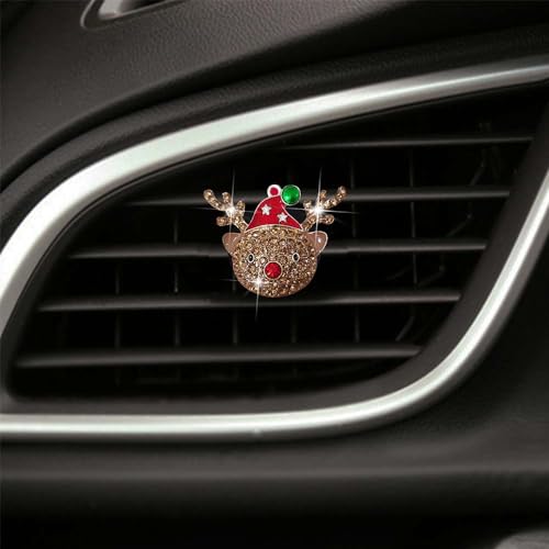 Image of 2 Pack Crystal Elk Christmas Car Vent Clip Bling Accessories - Gift Box Car Diffuser Air Freshener