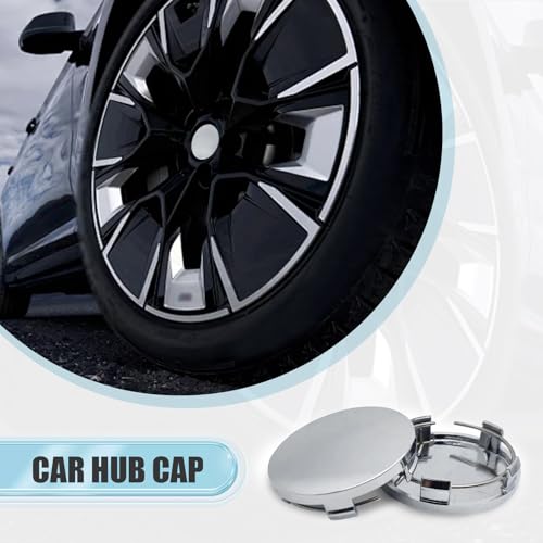 dawfall Pack-4 Car Wheel Hub Center Cap, 2.36\" OD 2.2\" ID Snap-in Vehicle Rim Hub Caps Accessories, Durable Anti-Falling Fastening Installation Accessories, Universal for Most Cars (Silver)
