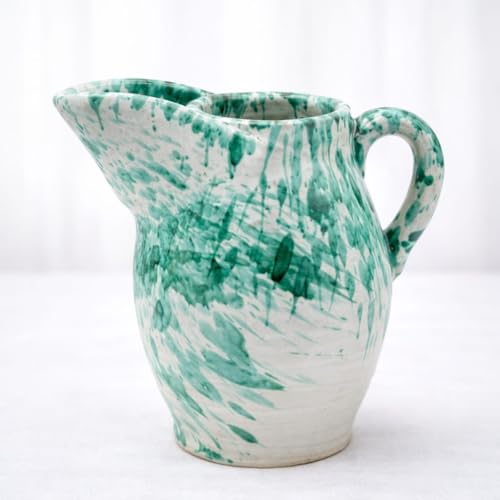 Brocca in Terracotta Gocciolata Verde Ramina con Beccuccio – Artigianato Made in Italy Dimensione 21X25 2801251512