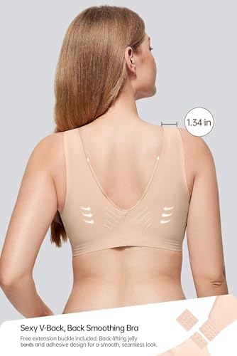 Vertvie Women's Wireless Supportive Bras Comfortable Seamless Full Coverage Bra No Underwire Soft Push Up Everyday Bralette3