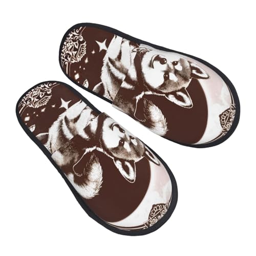 Wasserdicht Winter Pantoffeln Vintage Husky Hund Plüsch Puschen Leicht Baumwolle Hausschuhe Für Zuhause, Männer, Spa M Wasserdicht Winter Pantoffeln Vintage Husky Hund Plüsch Puschen Leicht Baumwolle Hausschuhe Für Zuhause, Männer, Spa M