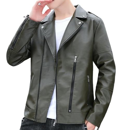 Chaqueta biker de cuero sintético para hombre miniatura 1