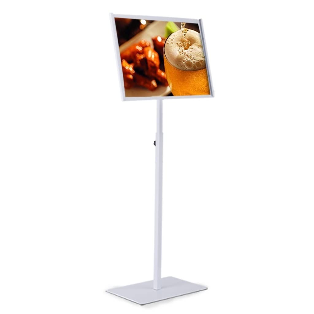 GWBoiuyQETM Heavy Duty Floor Standing Sign Holder with Adjustable Pedestal, Vertical & Horizontal Display Stand for Advertising, Poster, Menu, A4 Size, Steel Base