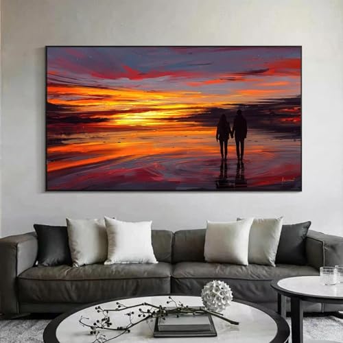 Impression image couple amoureux coucher de soleil romantique toile