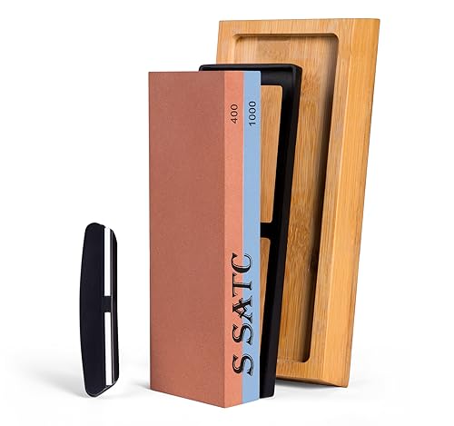 Image of SATC Dual-Grit Whetstone 400 1000 Grit Sharpening Stones Wet Stones Professional Kitchen Knife Sharpeners Stone Kitchen Knife Sharpening Kit