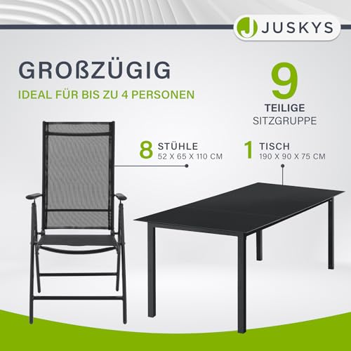 Aluminium Gartenmöbel Set Juskys Milano mit 8 Hochlehner Stühlen