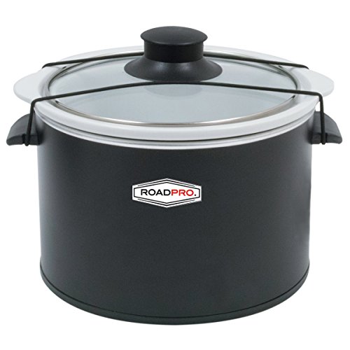 RoadPro-RPSL-350 Quart Slow Cooker, Auto Travel, 12V, White, 1.5 Quart
