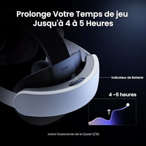 KIWI design Audio Sangle de Tête avec Batterie pour Meta Quest 3/3S, K4 Duo Casque DualFast à Chargement Rapide Accessoires VR au Design Équilibré pour Un Son Amélioré et Un Temps de Jeu Prolongé – Image 4
