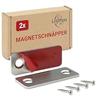 LouMaxx Türmagnet selbstklebend - Tür Magnet 8 kg Haltekraft - 2er Set Magnetschnäpper - Türmagnete aus Edelstahl - Ultradünner Magnetverschluss Schrank - Magnet Schranktür für sicheren Halt