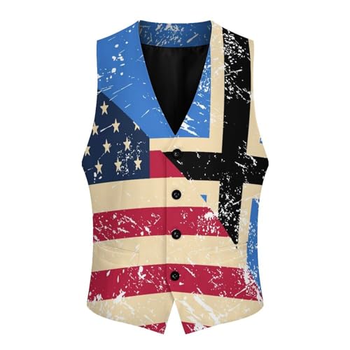 U.S. And Estonia Vintage Flag Trendy Vest Suit for Men V Neck Formal Dress Waistcoat Vests Business Slim Fit3
