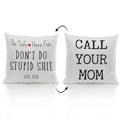 ZJSYXXU Call Your Mom Throw Pillow Covers 18x18 Inch Funny College Dorm Decor Decorative Pillowcases Cushion Cover Decor for Couch Sofa Living Room Graduation Gifts for Daughter Son