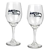 NFL Seattle Seahawks 14-Ounce Wine Glass (Set of Two)
