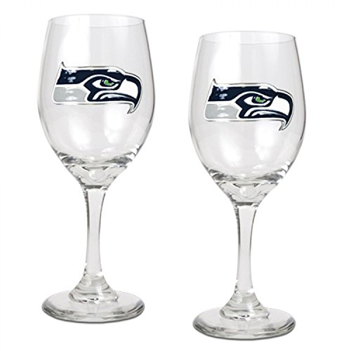NFL Seattle Seahawks 14-Ounce Wine Glass (Set of Two)