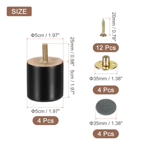 Patas de madera para muebles repuesto de 1.97 pulgadas sofá y sillón 3