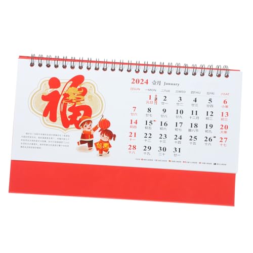 KICHOUSE 龍年卓上カレンダー 年 フリップ式マンスリー 卓上用風水デスクカレンダー 家とオフィス向け 豊富な色彩と厚手紙使用 翻頁しやすい