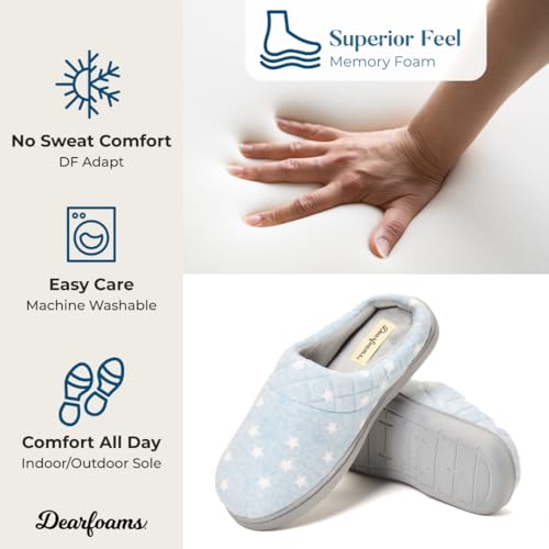 Image of Dearfoams Women's Lightweight Memory Foam Indoor House Slipper Darcy Velour Clog with Wide Widths
