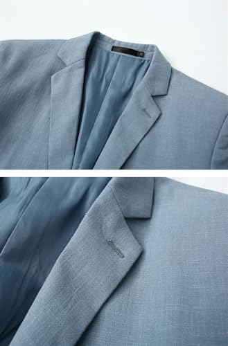 Men's Casual Linen Blazer Slim Fit Lightweight Jackets Two Button Sport Coat Black, L3