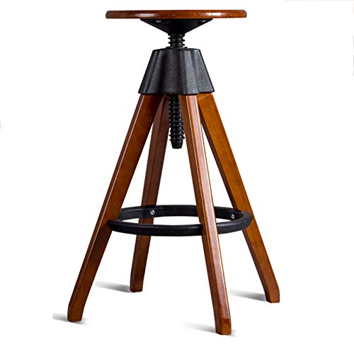 Silla de bar giratoria de madera maciza con varilla roscada de nailon mejorada, diseño moderno y simple, taburete alto para bar en casa, capacidad de peso de 150 kg.