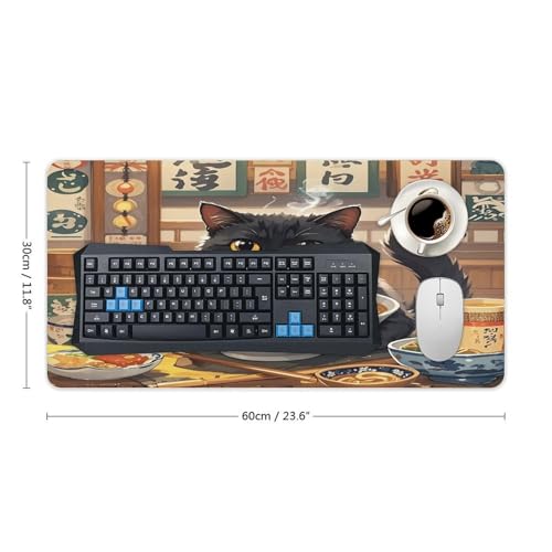 Interesting Black Cat Mouse Pad grande antideslizante 60x30 cm miniatura 2