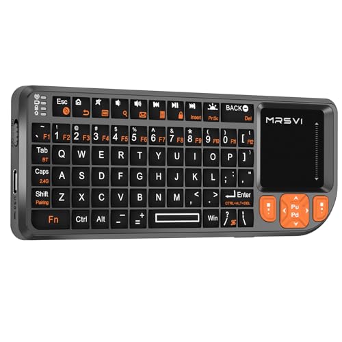 Mini Keyboard with Touchpad, Bluetooth + 2.4G Dual-Mode Ultra-Thin Portable Keyboard | Rechargeable Keyboard with 7-Color Backlit for Tablet/PC/phone/TV, Suitable for travel, office, and home use