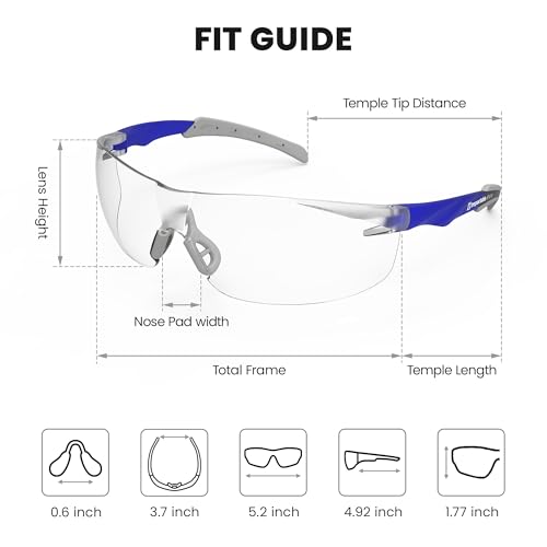 Image of Pickleball Safety Glasses Women Men, Protection, Classic Blue | ANSI Z87.1, Anti-Fog & Scratch Resistant Goggles for Work, Racquetball, Squash